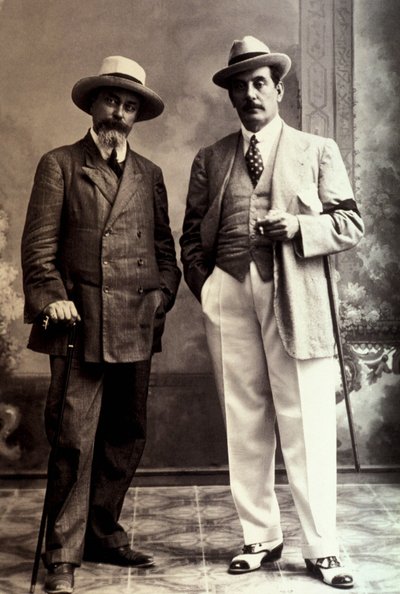 Luigi Illica with Giacomo Puccini by Unknown